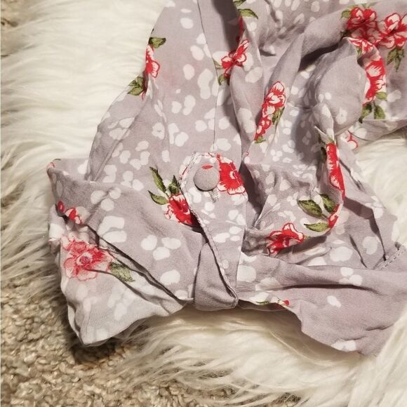 Torrid purple floral design button down blouse - Picture 3 of 5